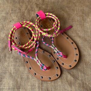 KIM & ZOZI Glies Fusha Lace ankle Hot Pink Neon Boho Hippie Leather New
